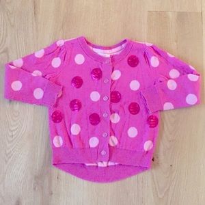 Pink Polka Dot Sequin Button Cardigan Sweater💕